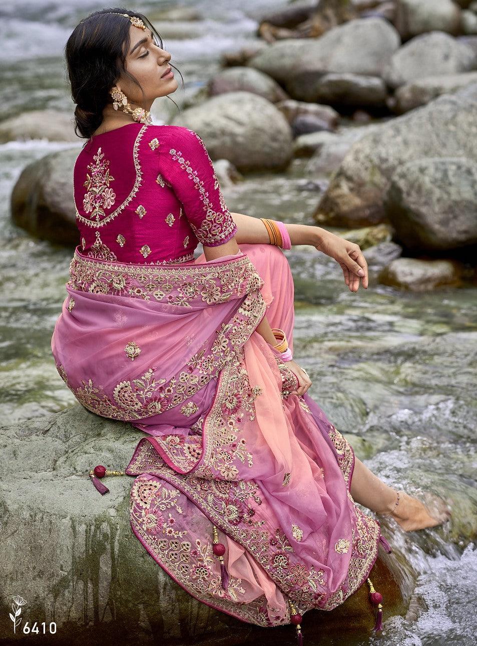 Marriage Function Wear Pink Silk Sari