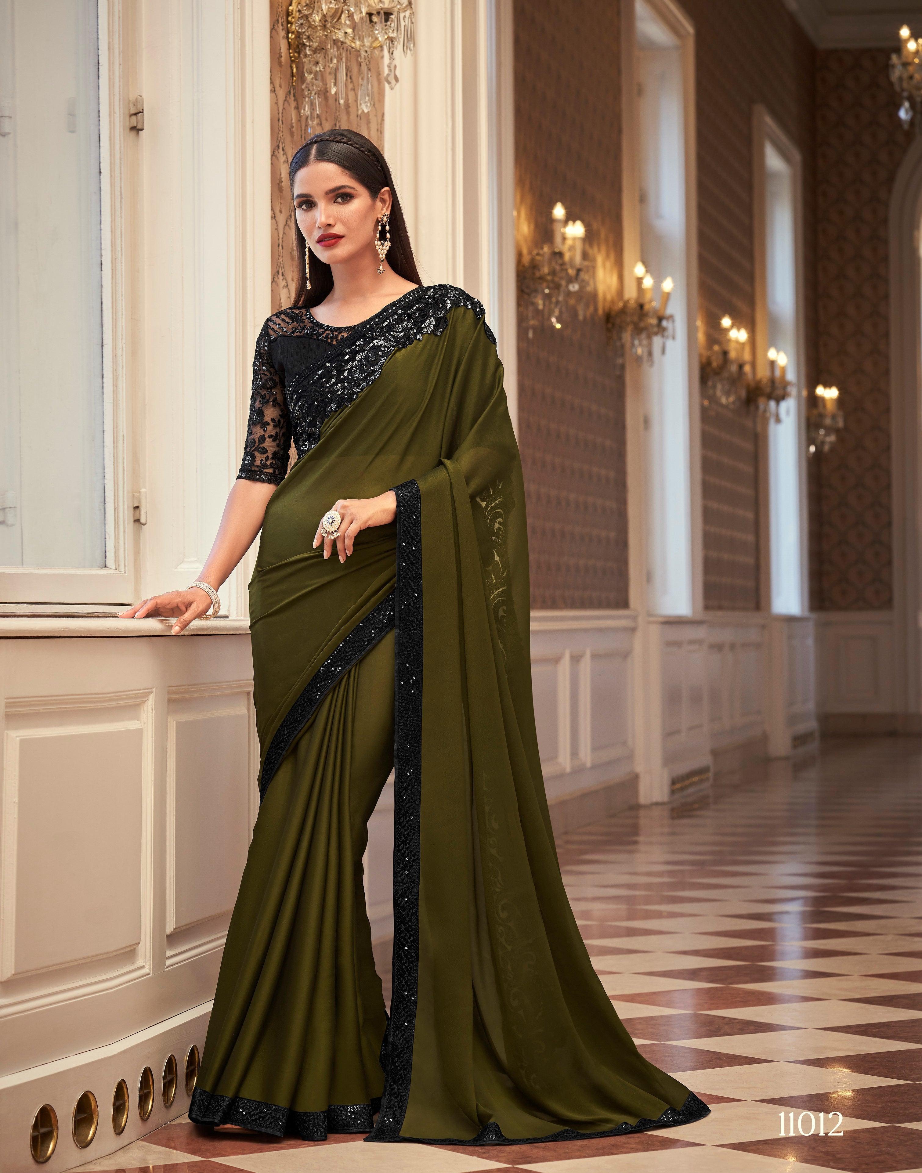 Buy Black Sequence Saree Shimmer Party Wear Sarees Sequins Sari Online in  India - Etsy