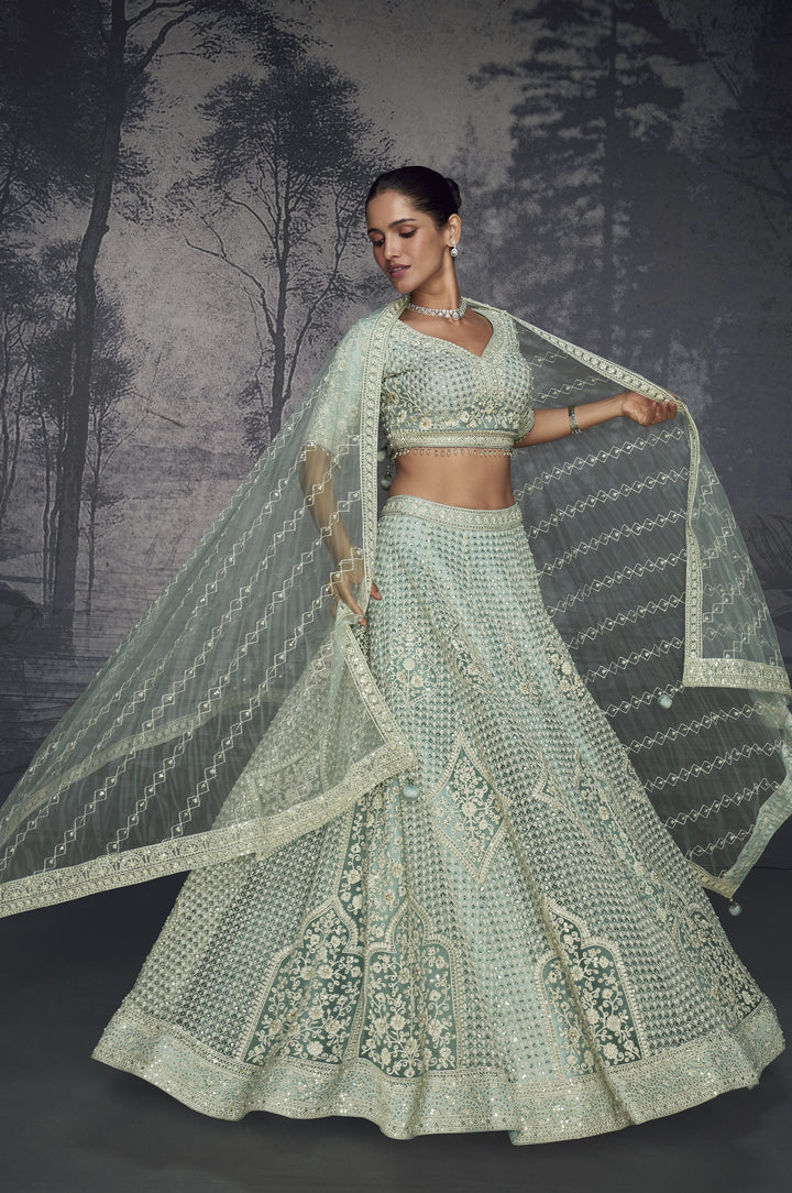 sagaai wear net lehenga choli