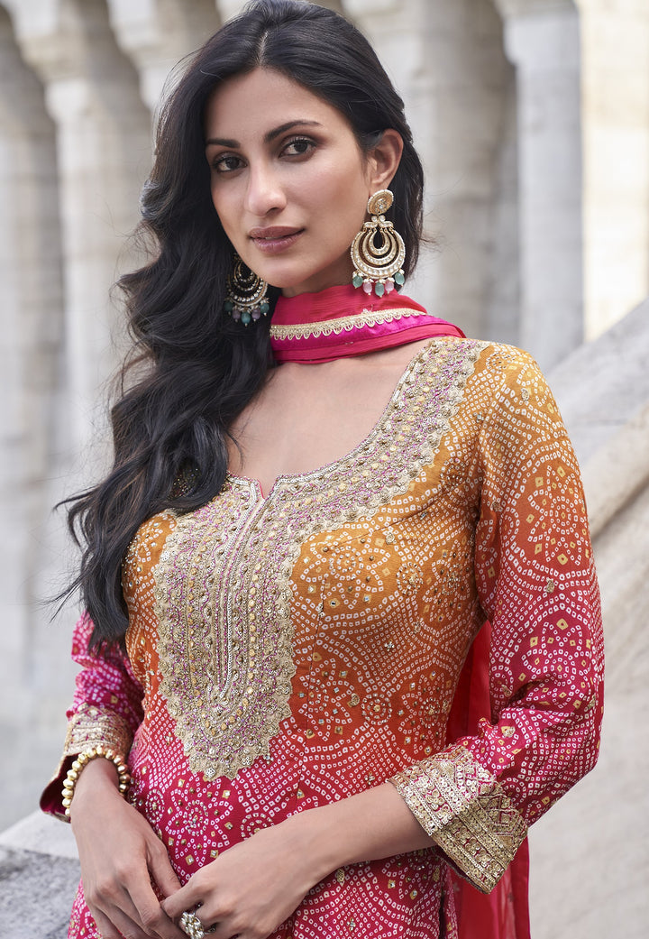 ethnic indian bandhani set in multicolor