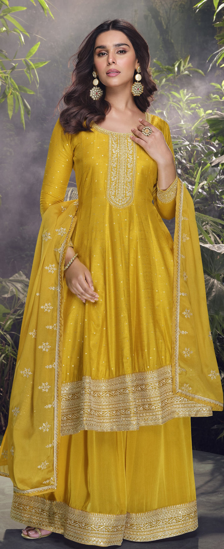 day roka wear silk kalidar kurta palazzo set