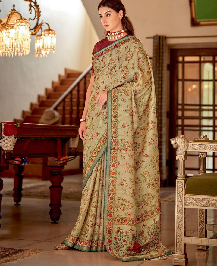 Multi-colour Banarasi Zari Silk Saree For Day To Day Occasions