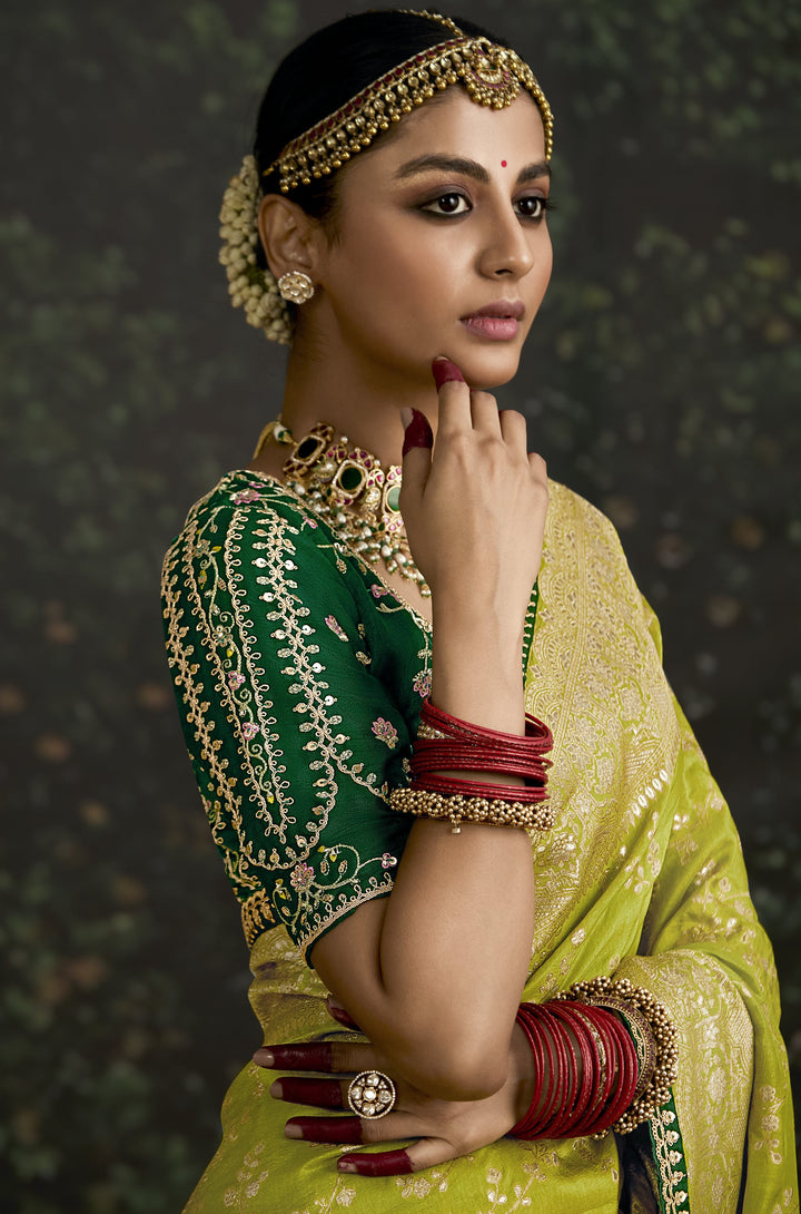 mehndi partywear sari in green