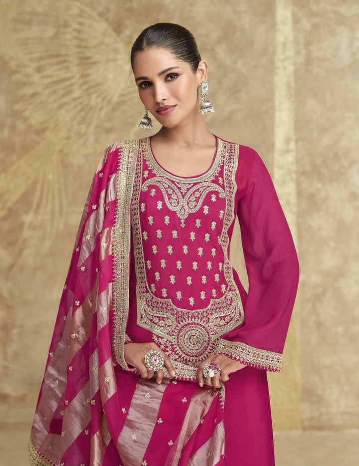 engagement wear sharara suit in pink