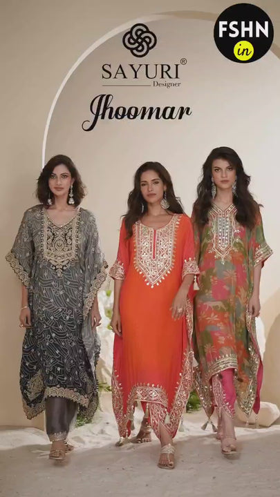 festive wear kaftan dress video by sayuri designer catalogue jhoomar