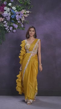 yellow haldi wear saree video