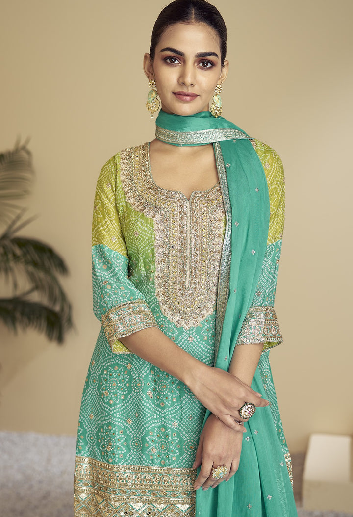 bandhej engagement wear in silk