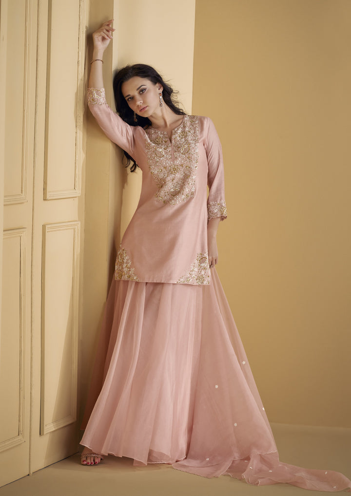 indo western partywear in pink