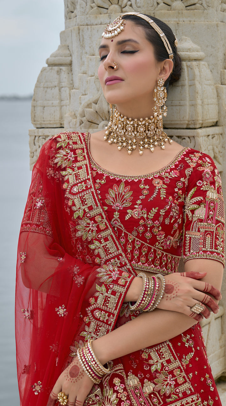 marriage wear traditional lehenga choli in red