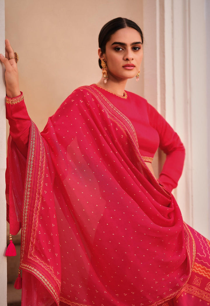 Festive Multi-Colour Bandhani Silk Ghaghra Choli | All Occasion Wear - Fashion Nation