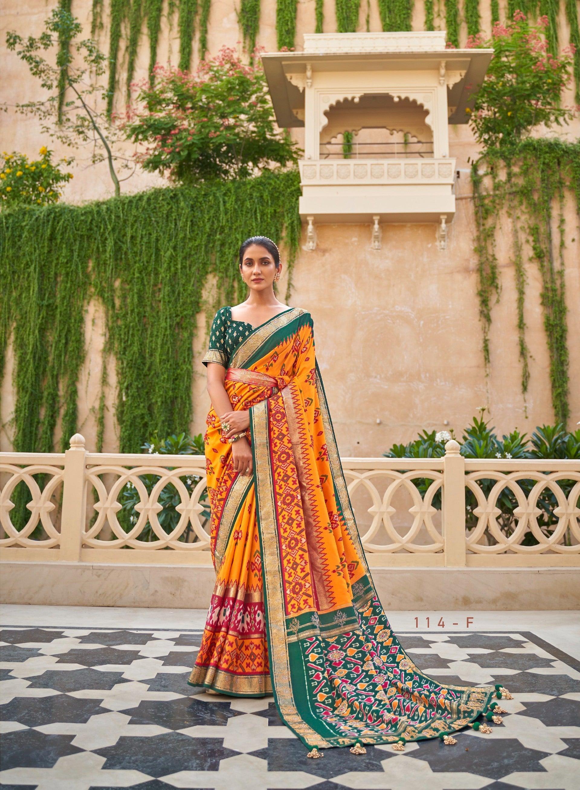 Haldi Function Marriage Wear Silk Saree | Wedding Shaadi Party Dress