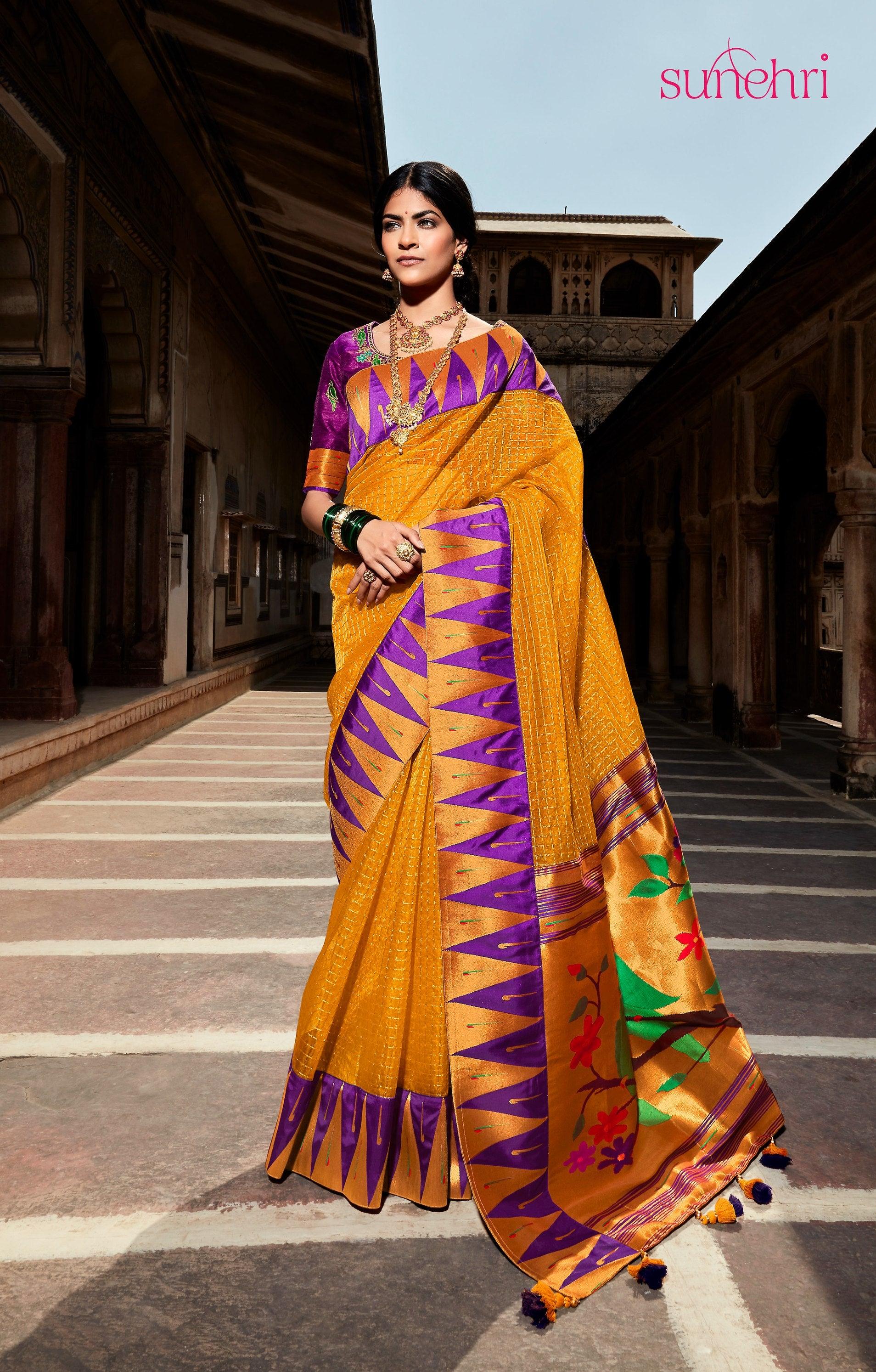 Latest Violet Purple Silk Woven Zari Saree|SARV143695