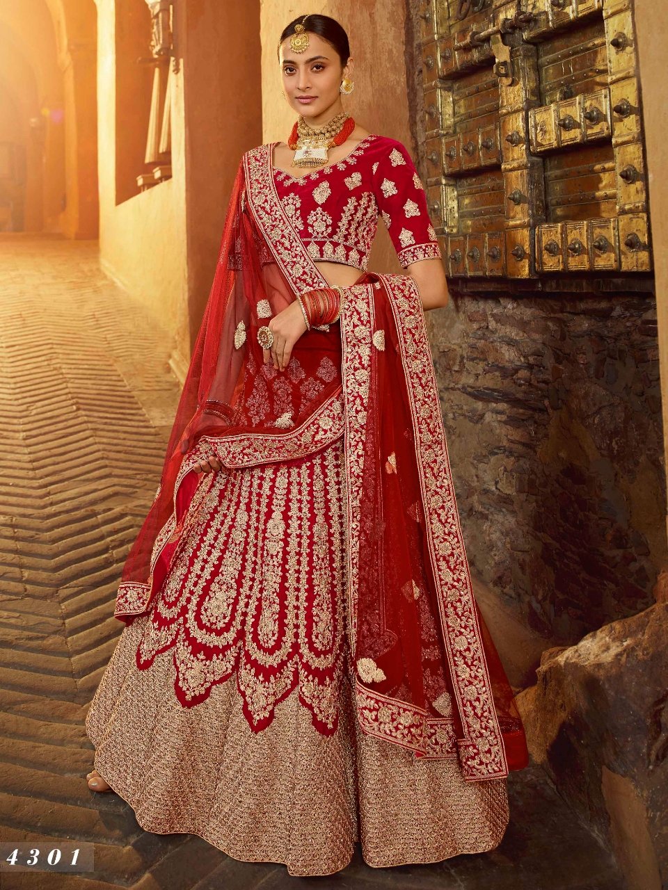 Customised Handcrafted Red Bridal Lehenga Choli Resham Work SF674SD –  ShreeFashionWear