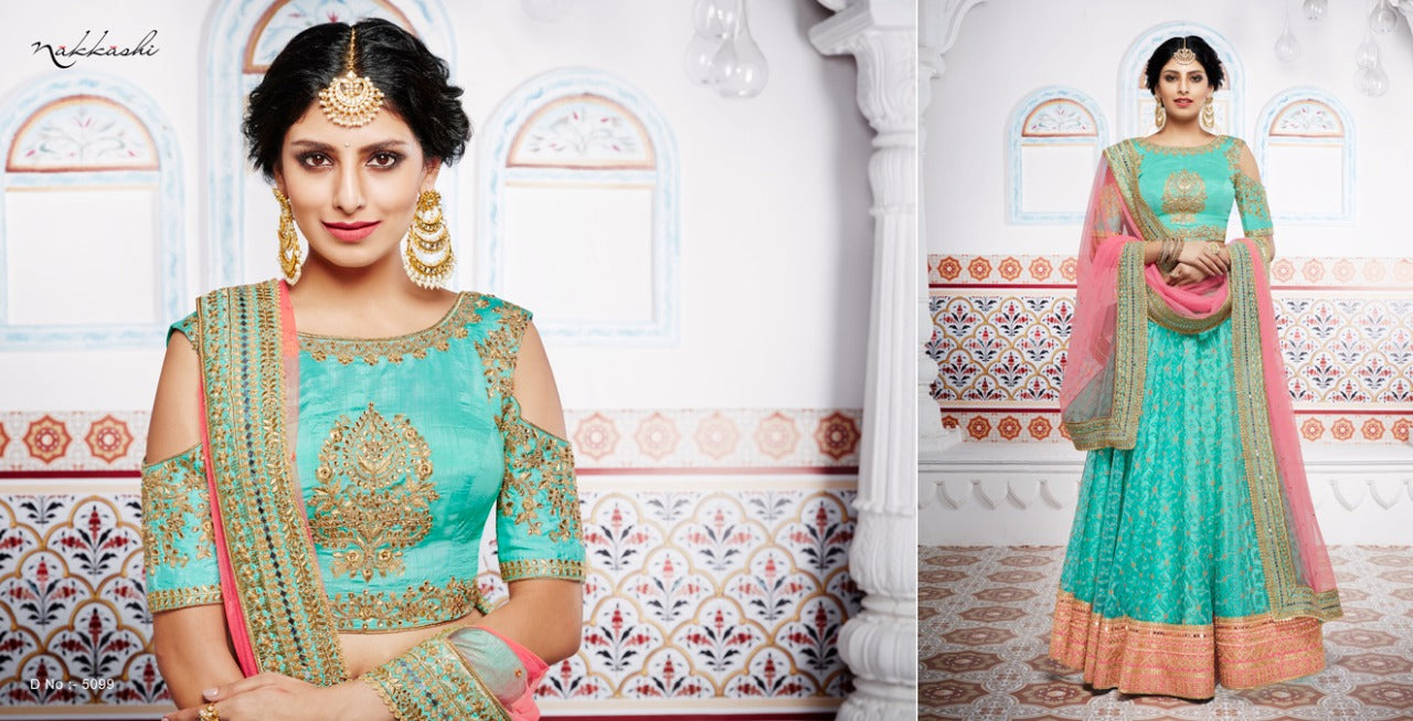 Green Bridal Reception Lehenga Set In Net Heavy Handwork INS911 –  ShreeFashionWear