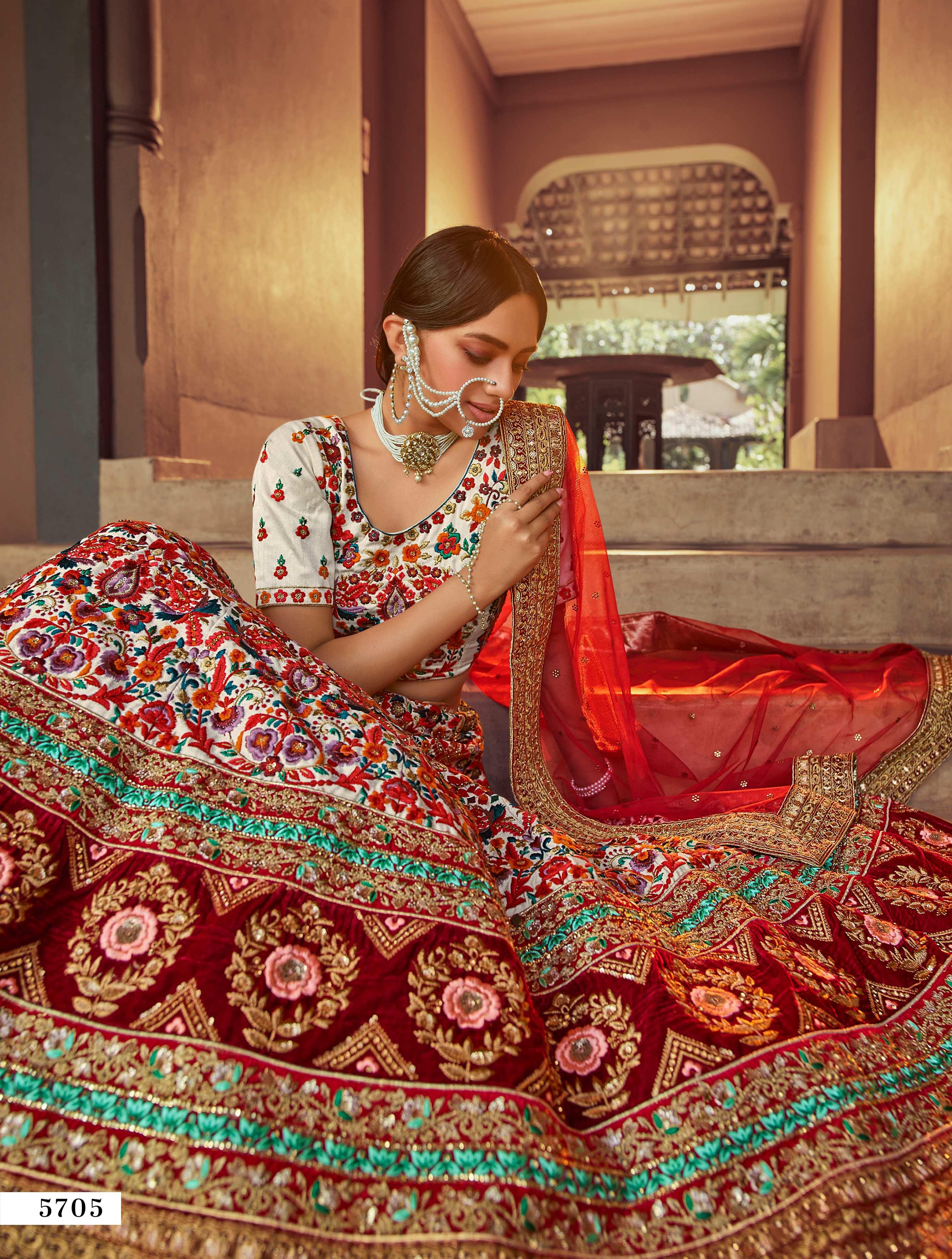 Party wear Indian Wedding Bridal Lehenga Purple Red 13251