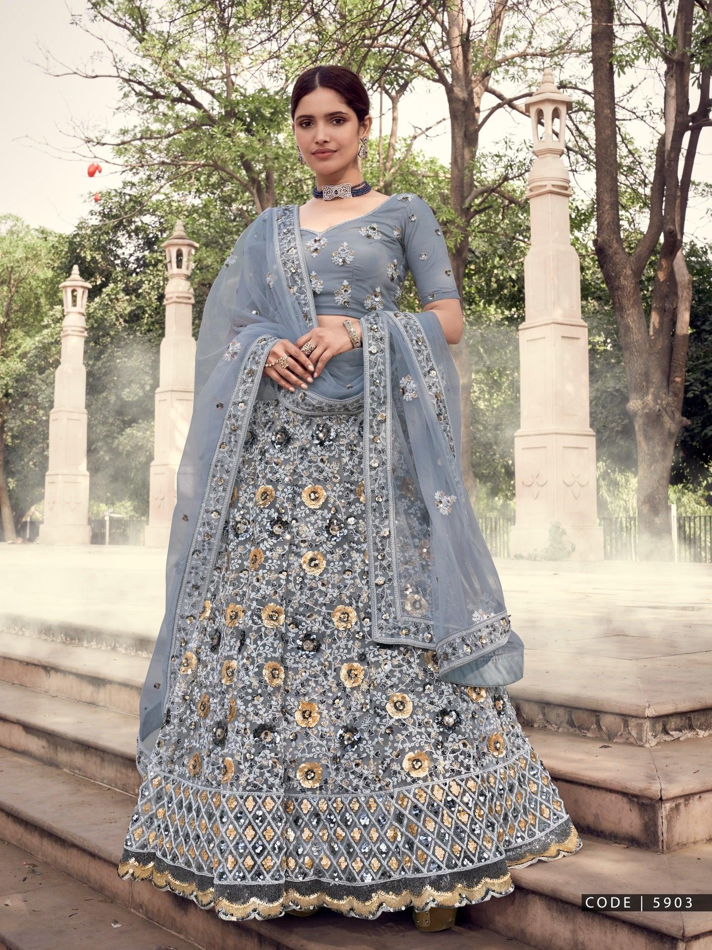 Stylish Turquoise Colored Designer Lehenga Choli, Shop wedding lehenga  choli online