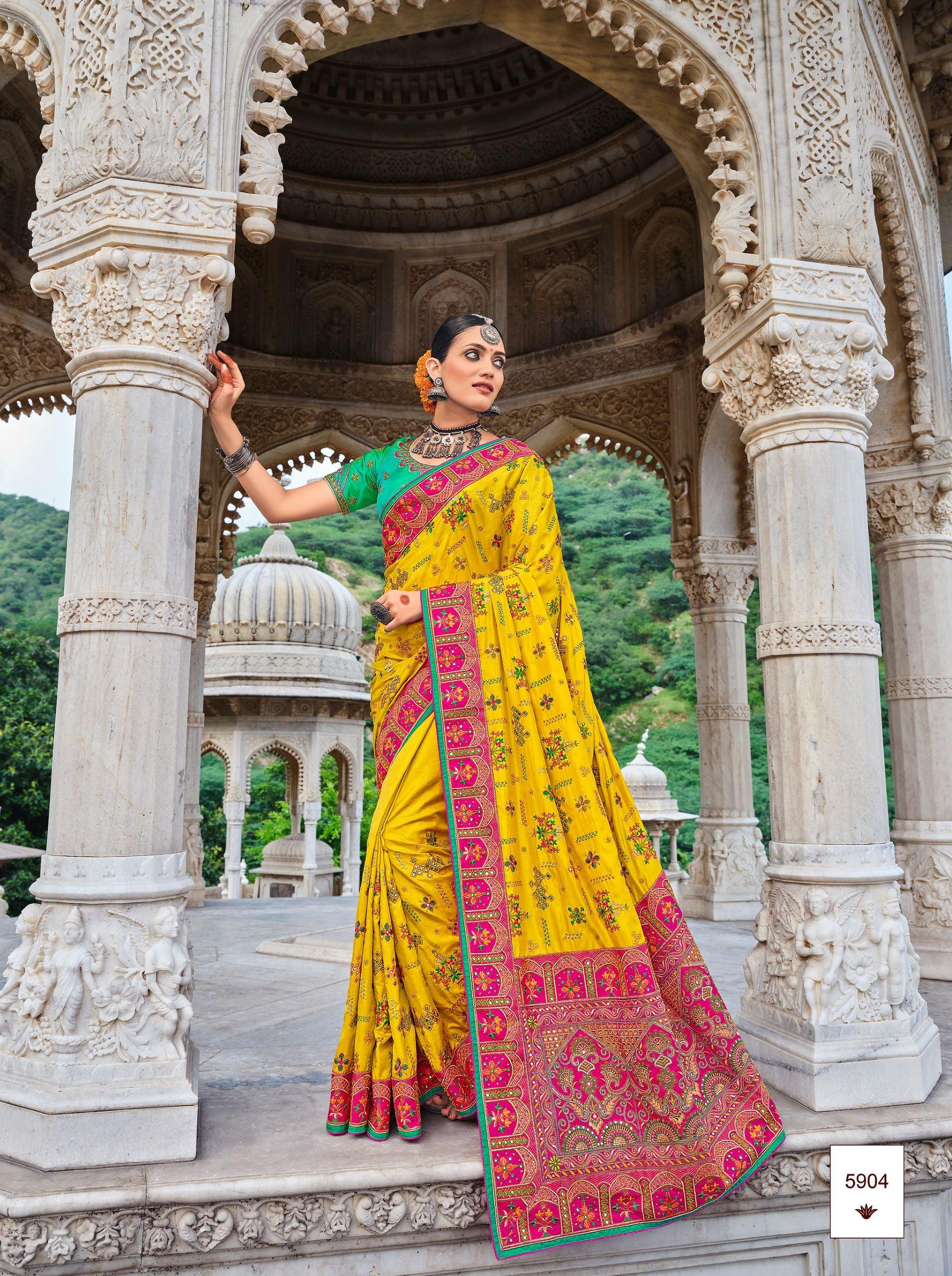 Yellow Sarees | Latest Designer Yellow Saree Haldi Collection Online – Page  4 – Sunasa