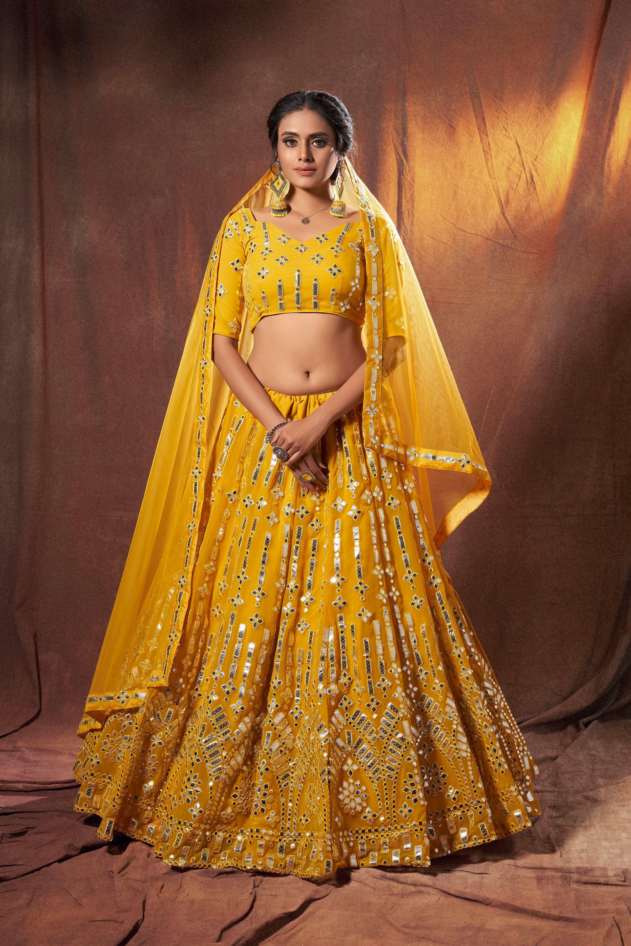 Lehenga design for haldi ceremony best sale