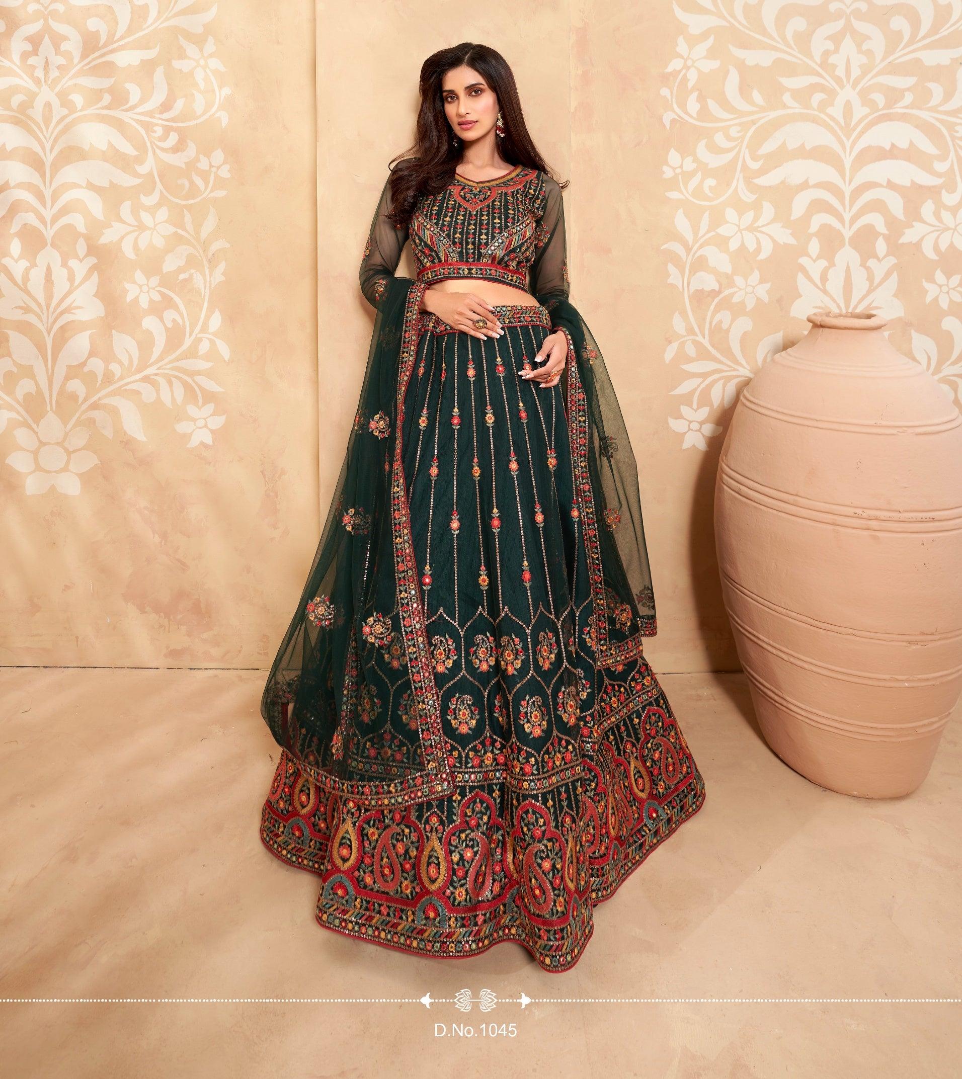 New and Unique Beige Wedding Lehenga Choli with Intricate Embellishments.