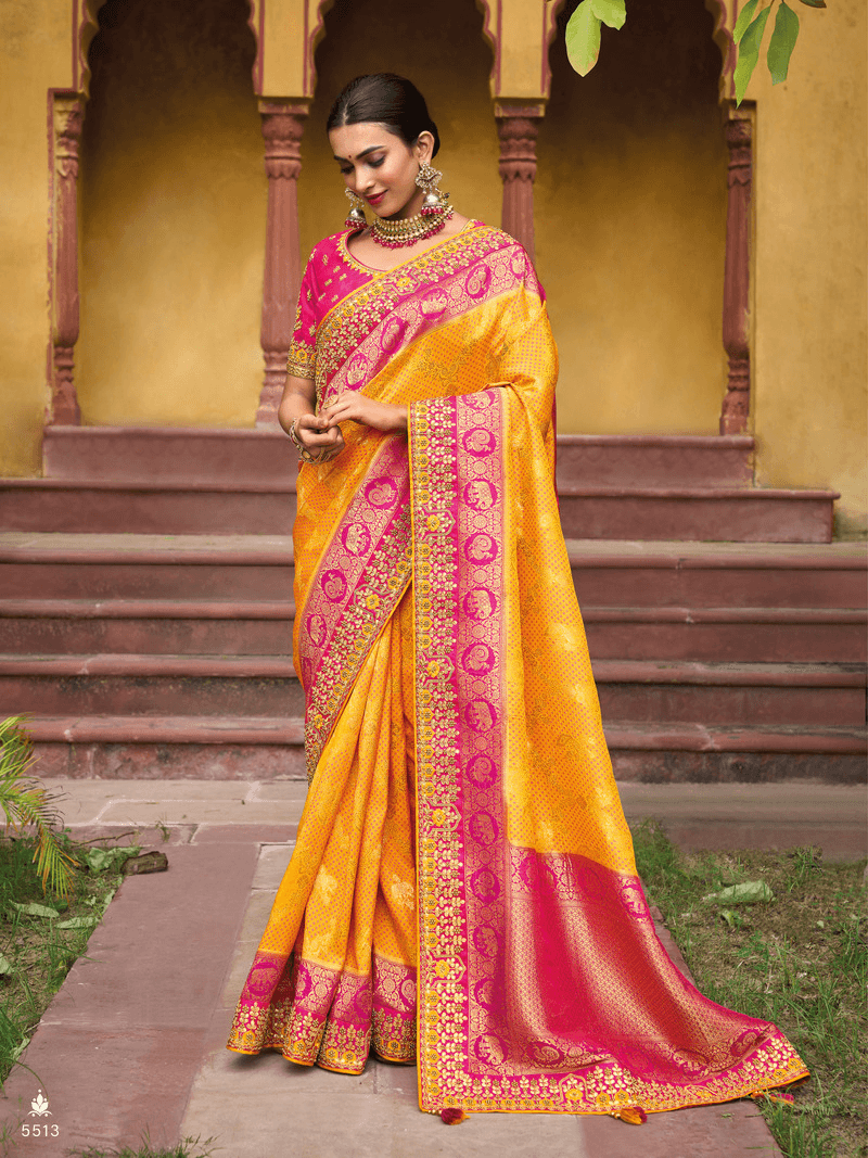 Buy GEORGETTE BANDHANI SAREE WITH EMBROIDERY WORK WITH GOTA PATTI WORK  BORDER WITH RUNNING BLOUSE Online In India At Discounted Prices