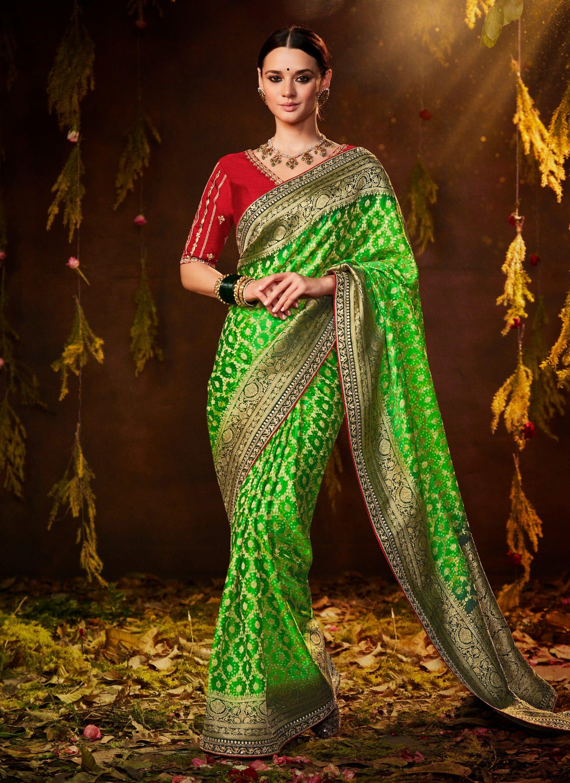 Buy Mehndi Contemporary Sarees Online for Women in USA