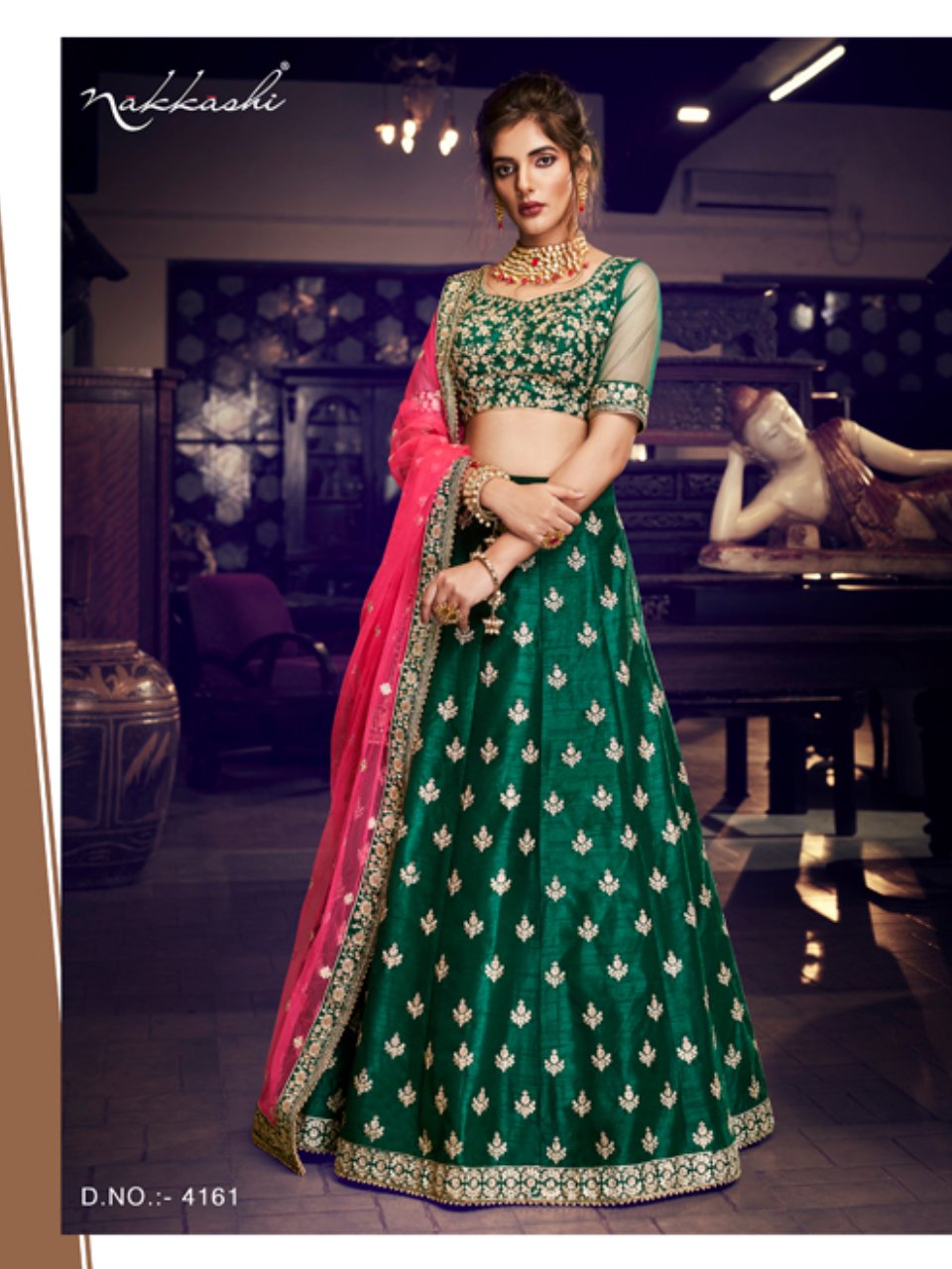 What are the latest bottle green lehenga designs for brides-to-be? - Quora