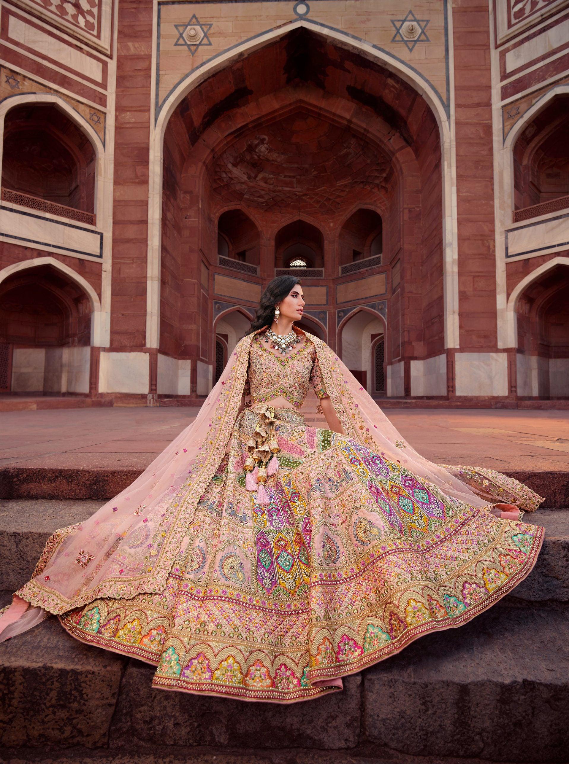 Bridal Red Multi Embroidery Wedding Lehenga Choli - Hijab Online